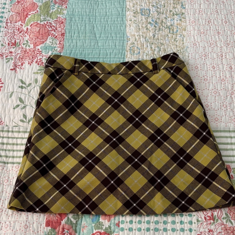 Zara kids Yellow and Brown Plaid Mini Skirt